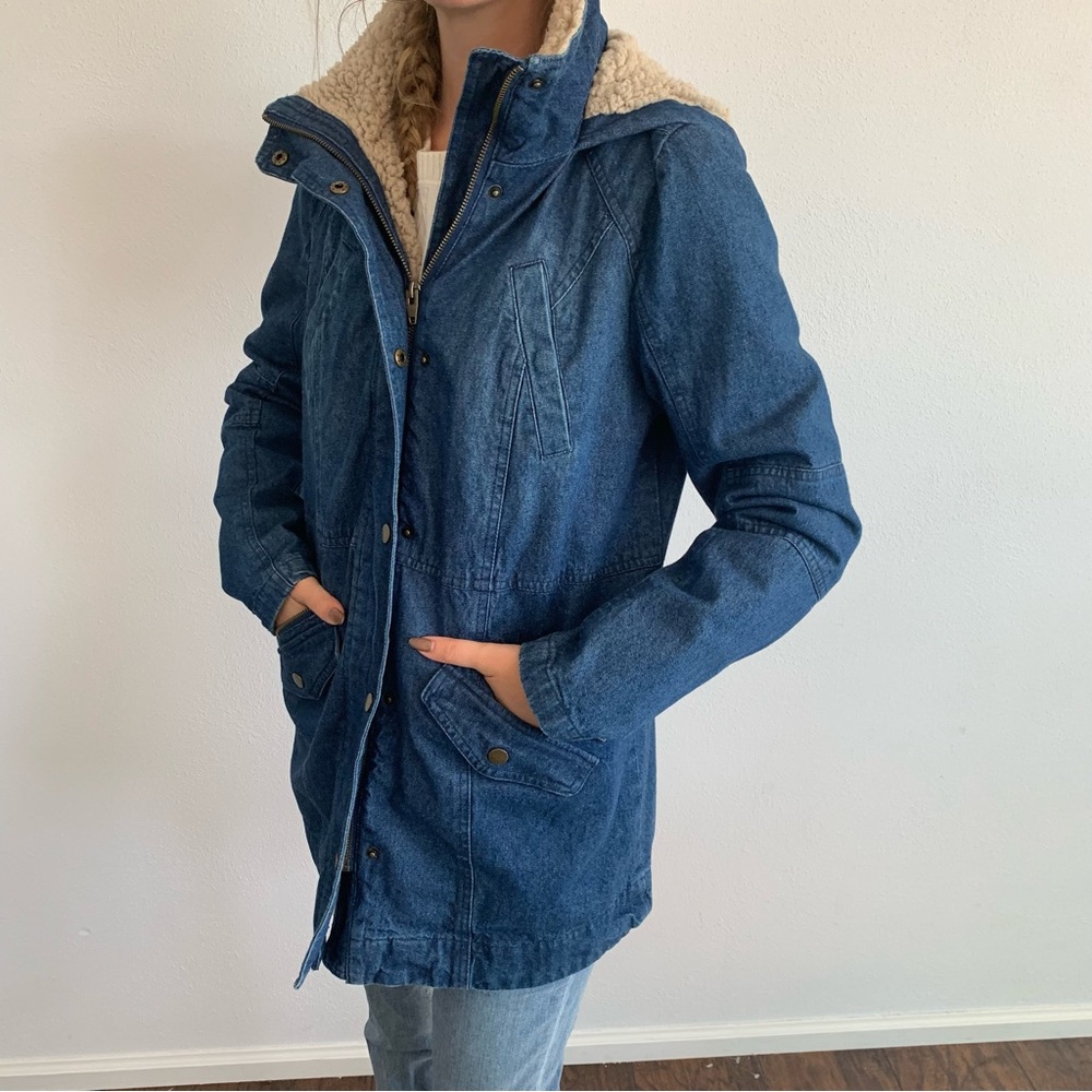 Style & Co | Jean Sherpa Hood Parka Jacket